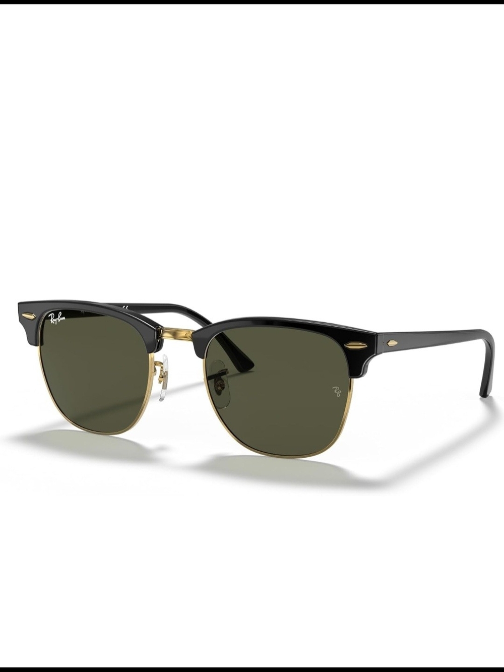 New Ray-Ban Clubmaster Sunglasses in Black with Green Lenses